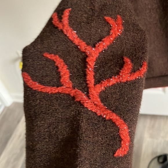 Diane Von Furstenberg rare brown sweater embroidered sea coral vintage S/XS - Picture 10 of 11